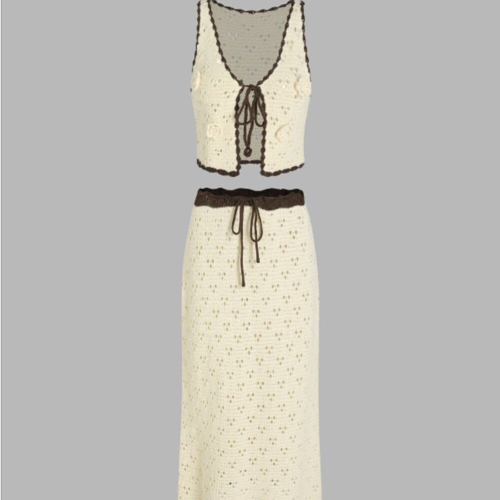 Cider Elegant Rosette Knotted Skirt Set - XS/S, Gorgeous Color, High Stretch